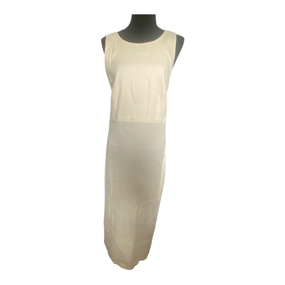 Antonelli Firenze Nicla Cream Linen Blend CrissCrossBack Midi Dress IT 46 US 10
